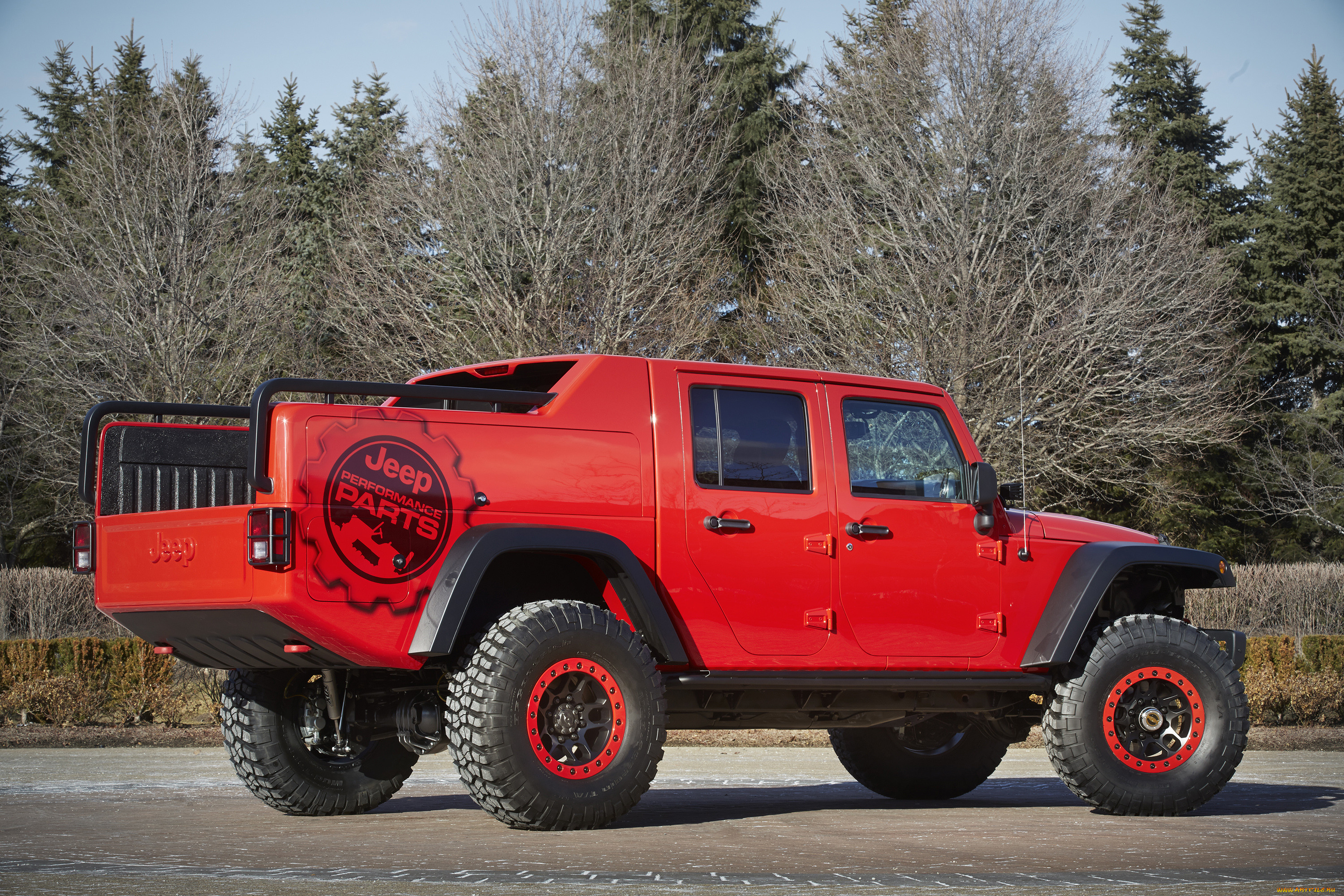 , jeep, rock, red